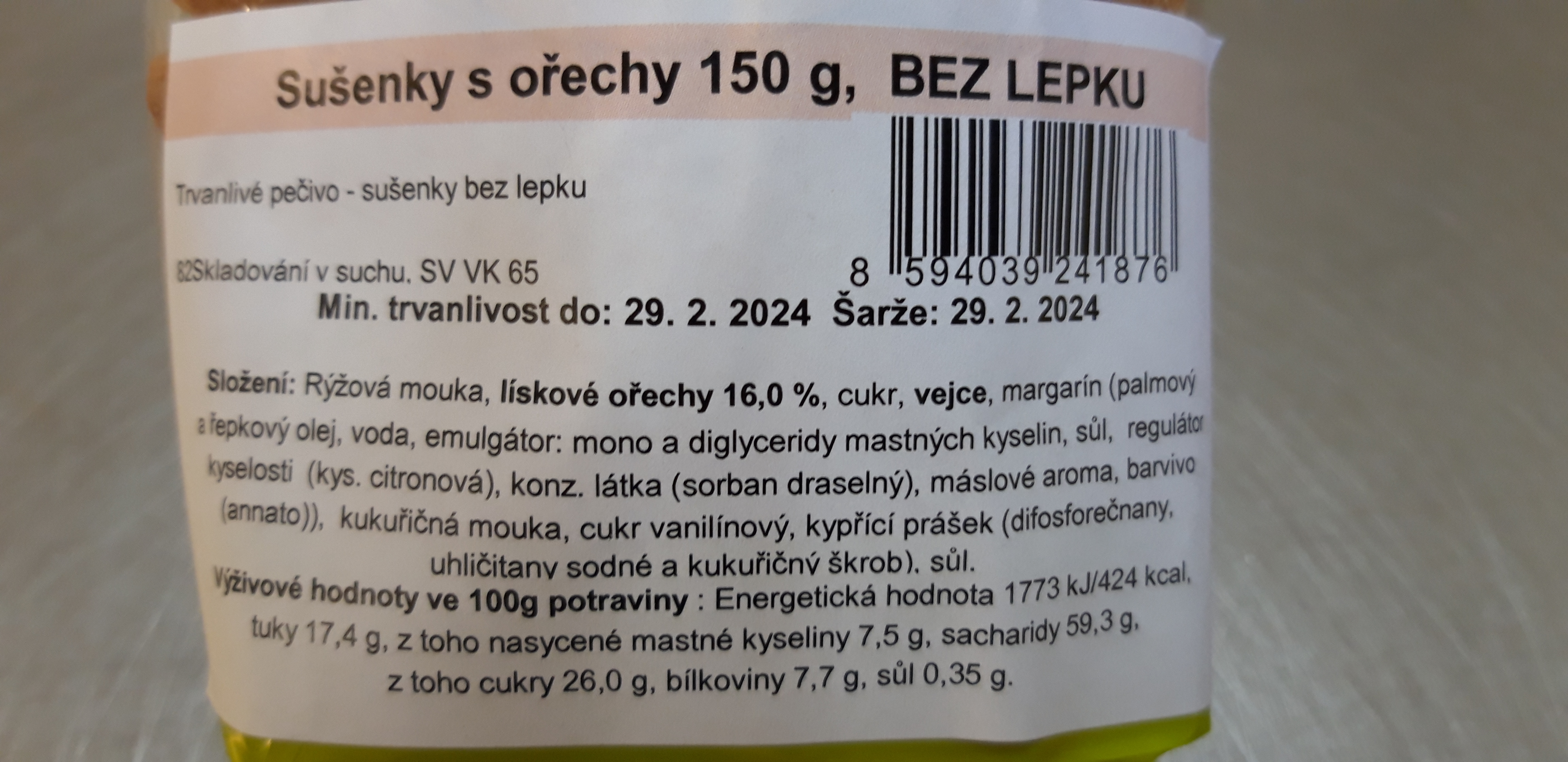 Sušenky s ořechy 150 g BL