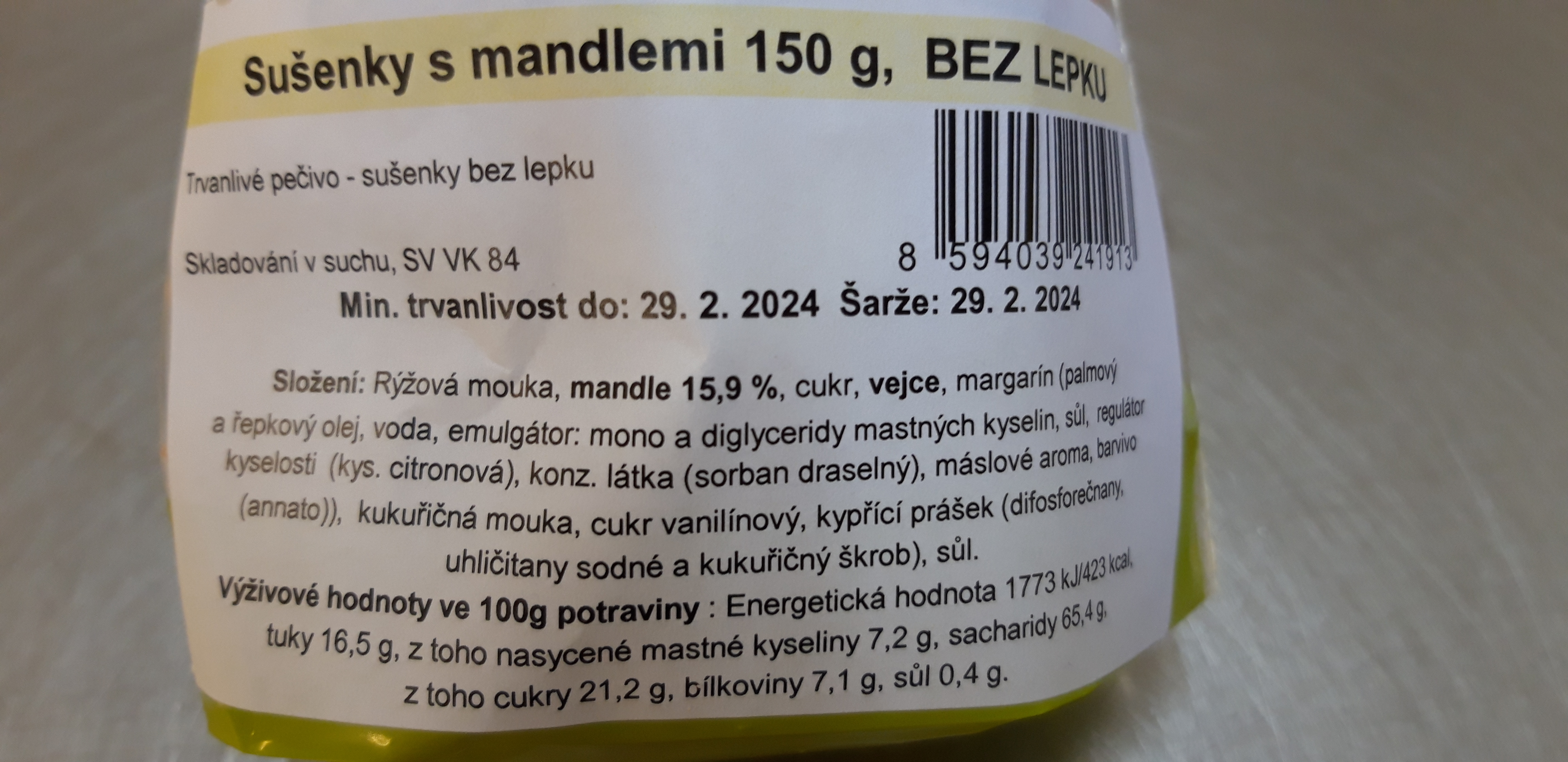 Sušenky s mandlemi 150 g BL